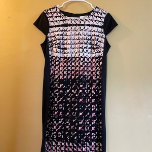 NEW YORK & COMPANY Black Pink White Dress Size M